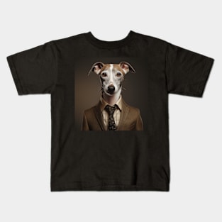 Whippet Dog in Suit Kids T-Shirt